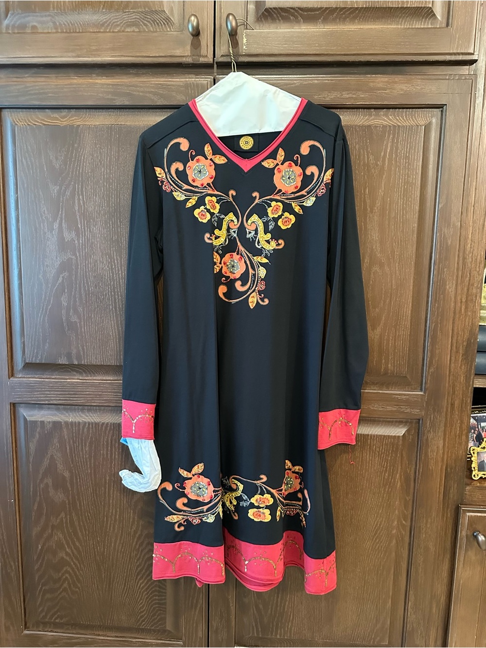 Double D Ranch- Black Floral Embroidered A-Line Dress